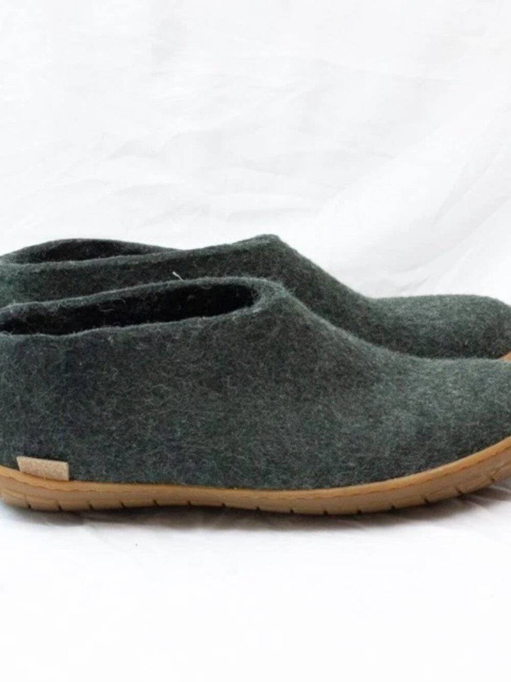 Glerups Slip On Forest Green Felt Wool Shoes Slippers With Rubber Bottom EU 39